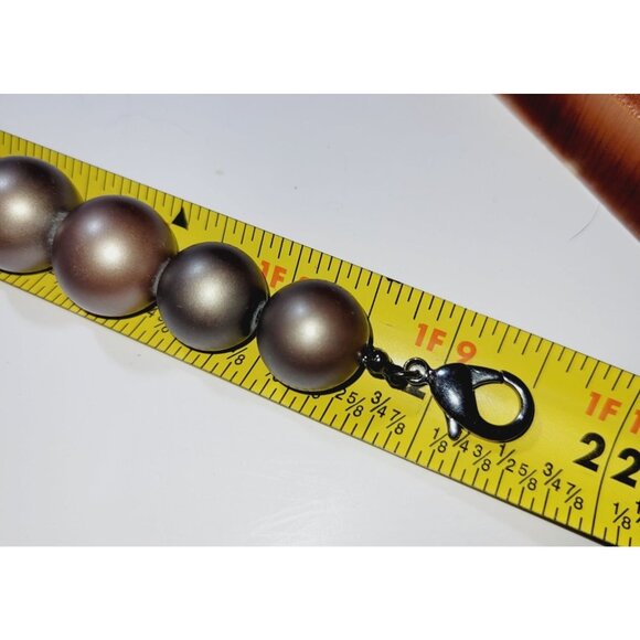 Vintage 1990s Bill Blass Necklace Copper Gold Round Rhinestone Beaded Statement - Picture 5 of 5